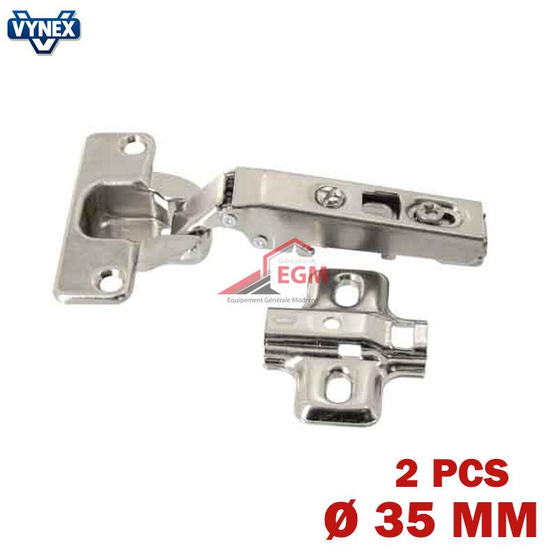 CHARNIERE INVISIBLE A RESSORT D35MM A CLIP OUVRE 110° 2PCS VYNEX