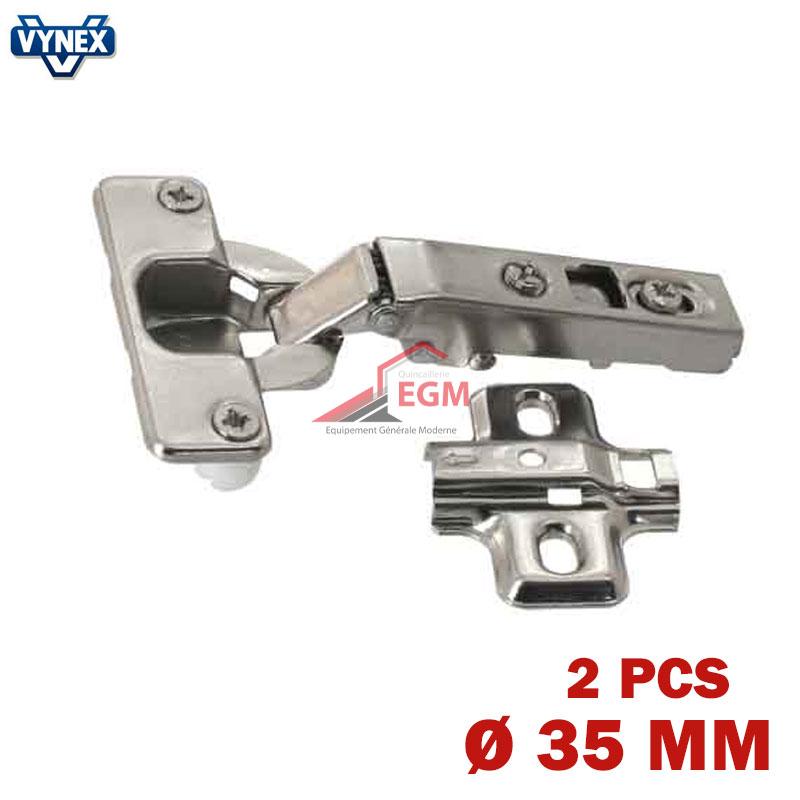 CHARNIERE INVISIBLE A RESSORT D35MM A CLIP OUVRE 110° 2PCS VYNEX