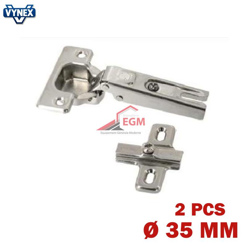 CHARNIERE INVISIBLE A RESSORT D35MM OUVRE 95° 2PCS VYNEX