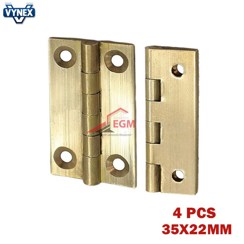 CHARNIERE FIXE EN LAITON MASSIF 35X22MM 4PCS VYNEX