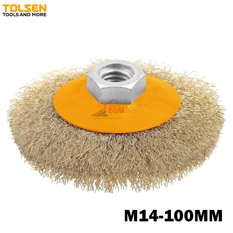 BROSSE A MEULE PLATE A FIL CRISTE 0.3MM M14-100MM TOLSEN