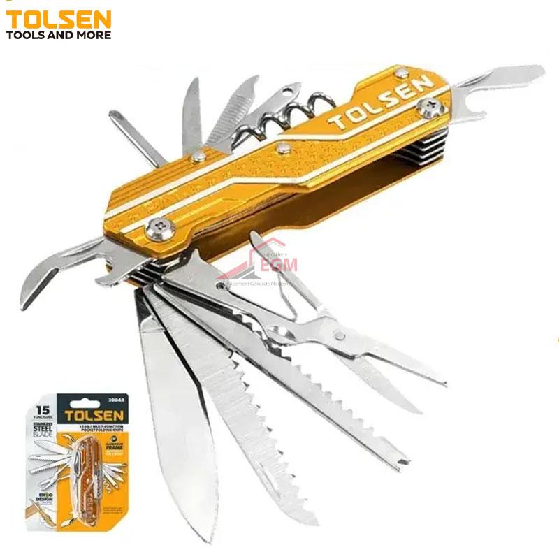 COUTEAU DE POCHE PLIANTE MULTIFONCTION 15 EN 1 TOLSEN