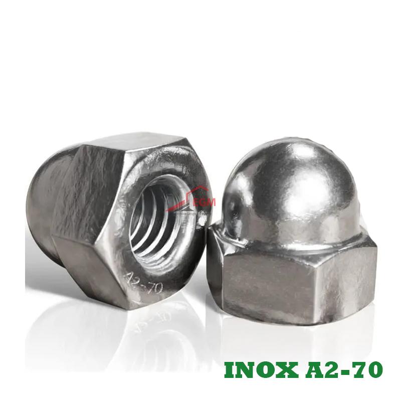 ECROU BORGNE INOX A2-70 "304" DIN 1587 ( PACK DE 100 PCS )