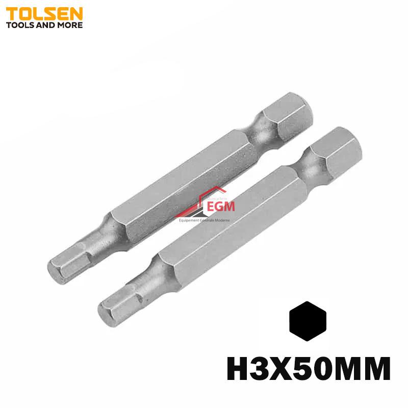 JEUX DE 2 EMBOUT DE TOUNEVIS 6 PANS H3X50MM TOLSEN