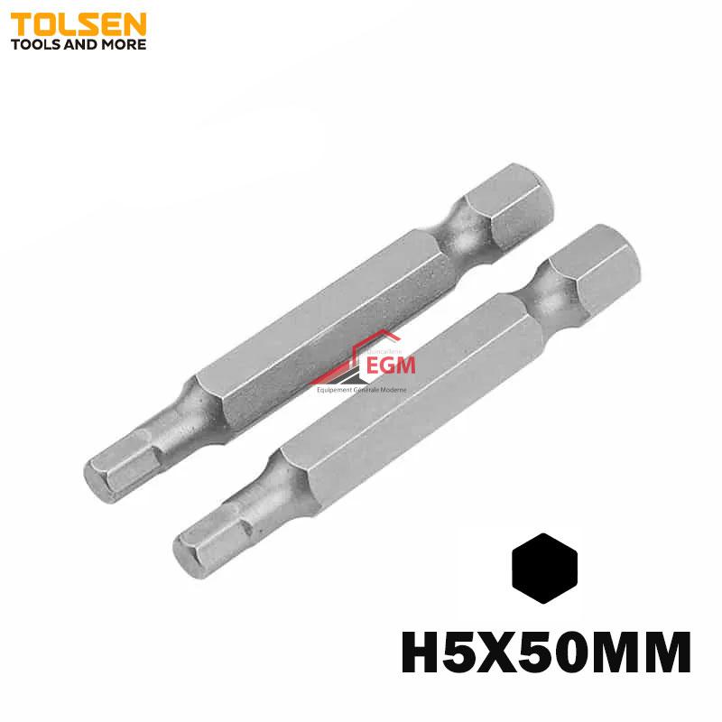 JEUX DE 2 EMBOUT DE TOUNEVIS 6 PANS H5X50MM TOLSEN