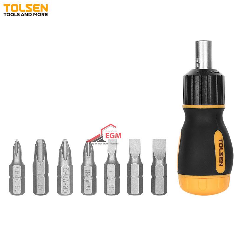 TOURNEVIS 7 EN 1 CR-V EMBOUT FR/AM 25MM TOLSEN