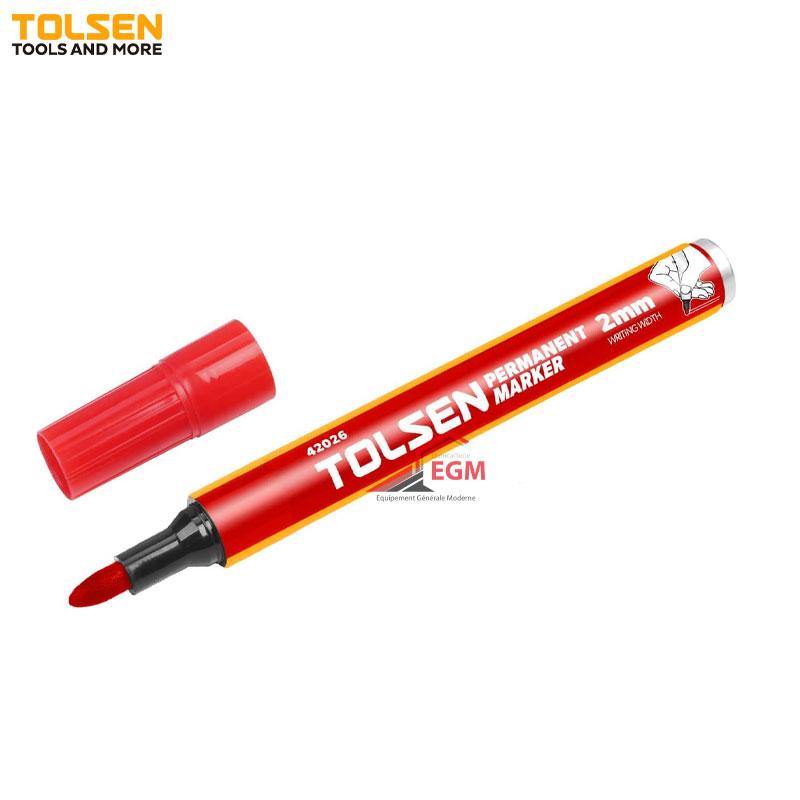 STYLO MARQUEUR PERMANENT ROUGE TOLSEN