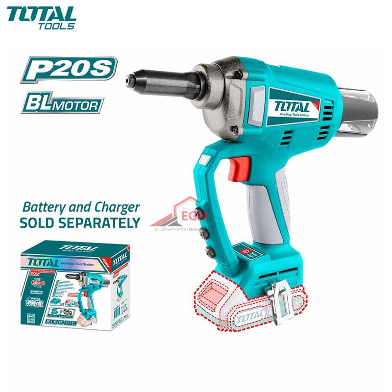 PINCE A RIVET RECHARGABLE SANS FIL 20V SANS CHARGEUR & BATTERIE TOTAL