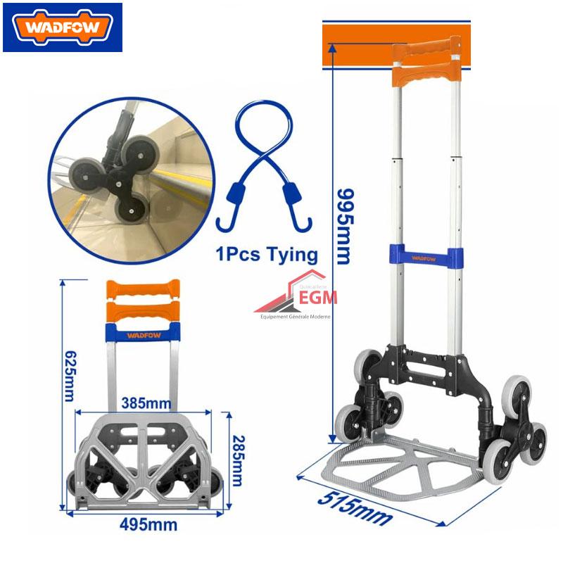 DIABLE PLIABLE MONTE-ESCALIER DE 6 ROUE CHARG 60KG WADFOW