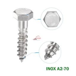 TIREFOND A TETE HEXAGONALE EN INOX A2-70 "304" ( PACK DE 100 PCS ) - Image 1