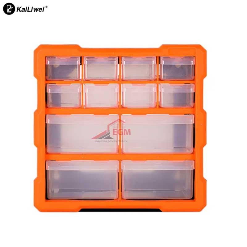 BLOC TIROIRE 12T EN PLASTIQUE ORANGE KAILIWEI