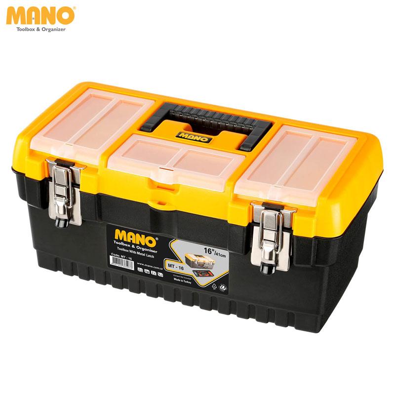 BOITE A OUTIL PLASTIQUE 16" NOIR & JAUNE MANO