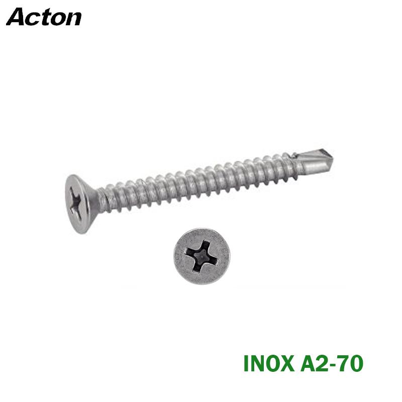 VIS PARKER AUTO-PERCEUSE TETE FRAISEE PLATE EN INOX A2-70 DIN 7504-O ACTON ( PACK DE 100 PCS )