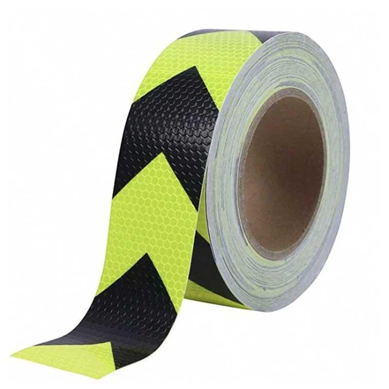 ROULEAU RUBAN ADHESIF REFLECHISSANT 50MMX25M JAUNE & NOIR