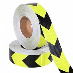 ROULEAU RUBAN ADHESIF REFLECHISSANT 50MMX25M JAUNE & NOIR - Image 2