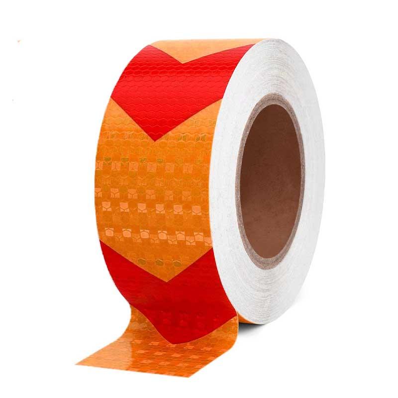 ROULEAU RUBAN ADHESIF REFLECHISSANT 50MMX25M ORANGE ET ROUGE