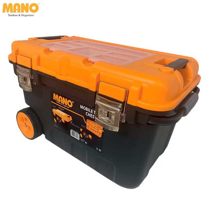 BOITE A OUTIL PLASTIQUE A CHARIOT NOIR MANO