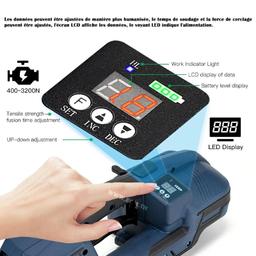 APPAREIL DE CERCLAGE ELECTRIQUE SANS FIL A CHAUD 14.4V LCD ET 1 BATTERIE 4.0AH - Image 2
