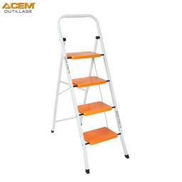 ESCABEAU EN ACIER 2/3/4 MARCHE LARGE BLANC & ORANGE ACEM - Image 1