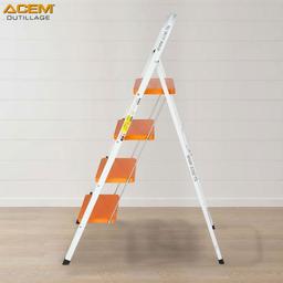 ESCABEAU EN ACIER 2/3/4 MARCHE LARGE BLANC & ORANGE ACEM - Image 3