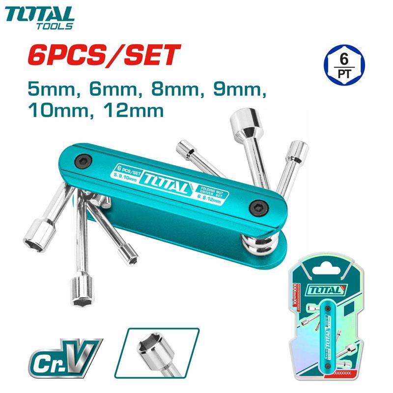 JEUX CLE A PIPE 6 PANS SUR MONTURE 6PCS 5/6/8/9/10/12MM CR-V TOTAL