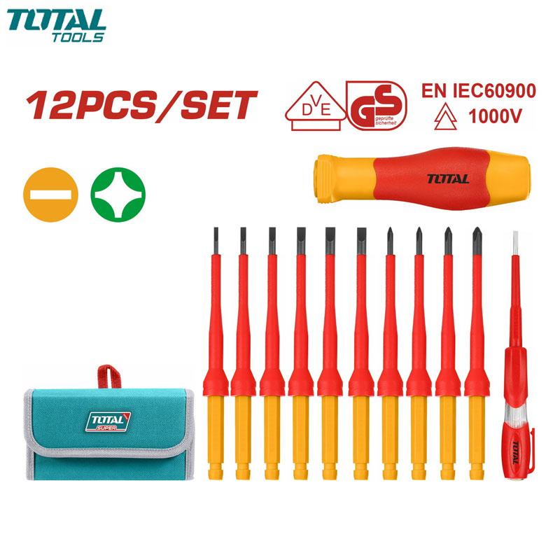 JEUX DE TOURNEVIS VDE/GS MANCHE INTERCHANGABLE S2 ISOLE 1000V 12PCS TOTAL