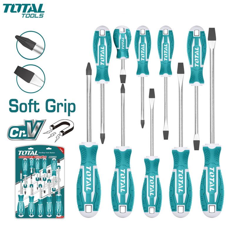 JEUX DE TOURNEVIS FR/AM MAGNETIQUE 10PCS CR-V TOTAL