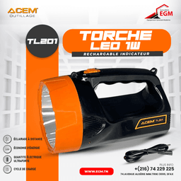 TORCHE RECHARGEABLE INDICATEUR LED 1W TL201 ACEM - Image 2