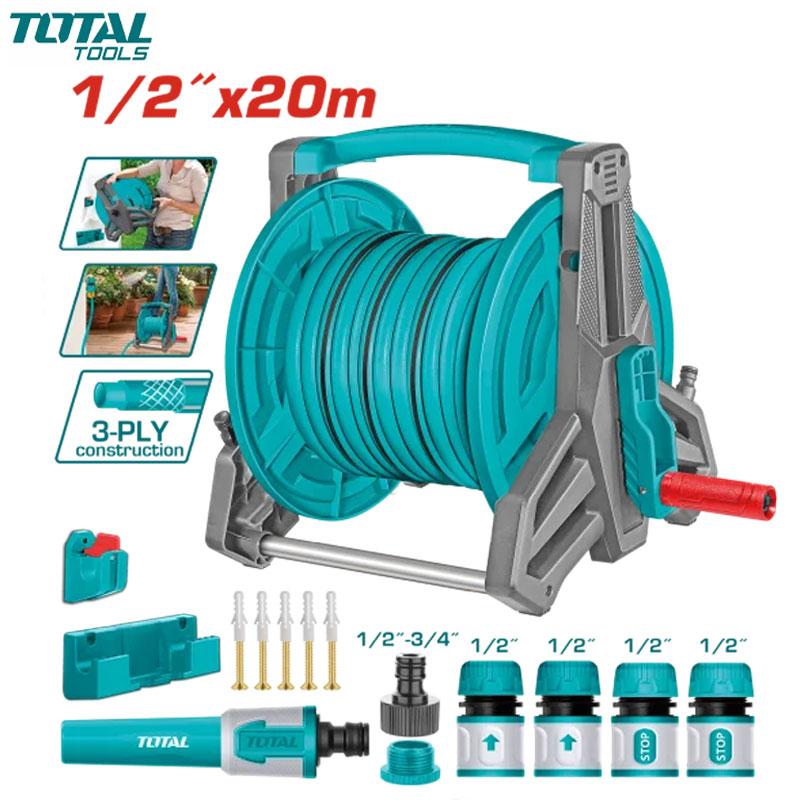 ENROULEUR MANUEL POUR TUYAU ARROSAGE 1/2"X20M TOTAL