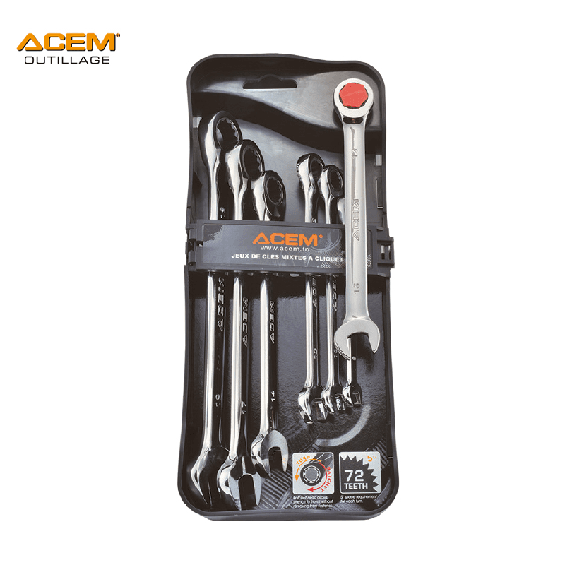 JEUX CLE A MIXTE A CLIQUET 7PCS ACEM