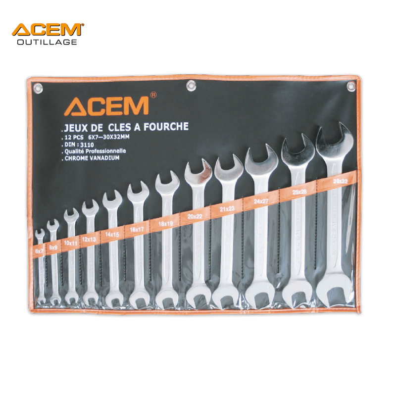 JEUX CLE A FOURCHE 6X7 A30X32 12PCS EN POCHETTE ACEM