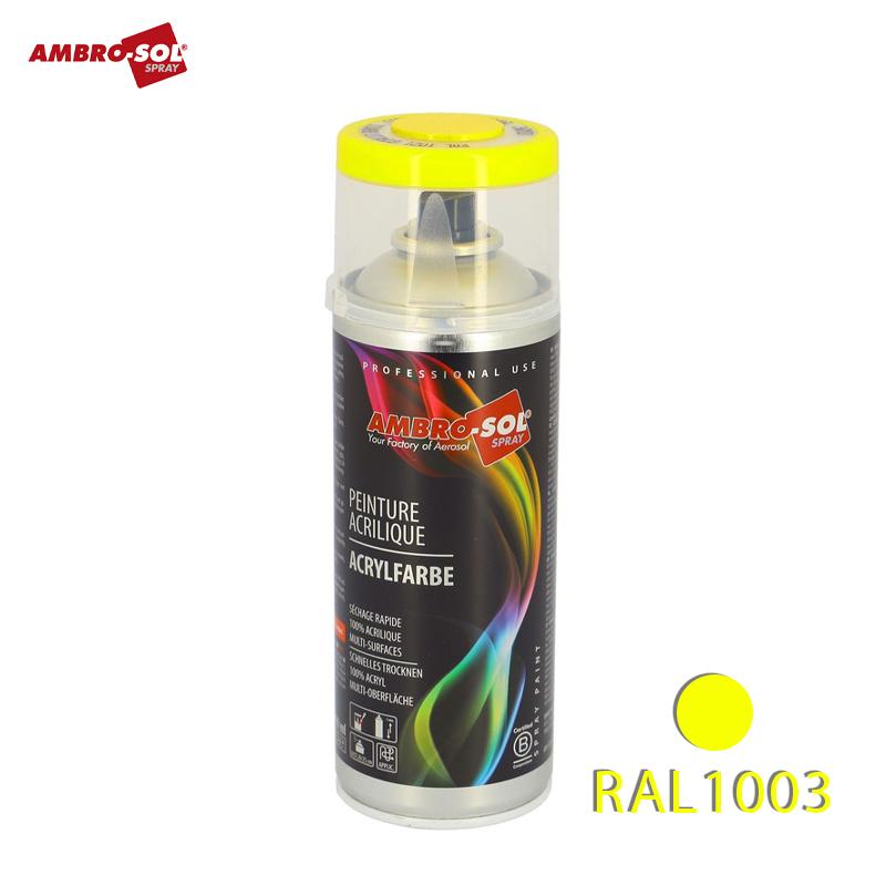 BOUTEILLE PEINTURE ACRYLIQUE JAUNE SECURITE 400 ML RAL1003 AMBRO-SOL