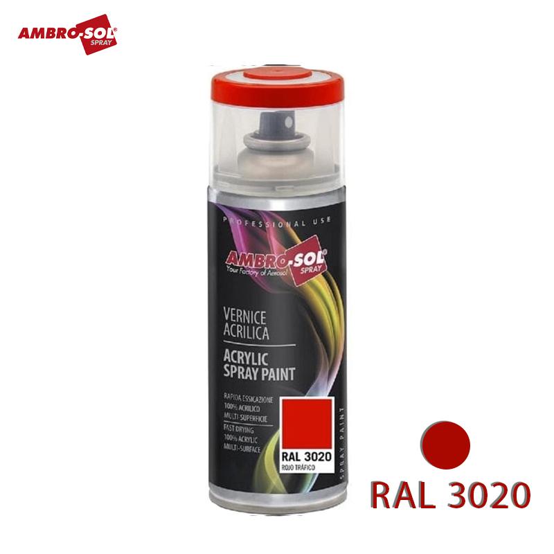 BOUTEILLE PEINTURE ACRYLIQUE ROUGE SIGNAL 400 ML RAL 3020 AMBRO-SOL
