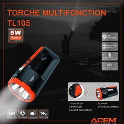 TORCHE RECHARGEABLE PORT USB LED 5W TL105 ACEM - Image 2