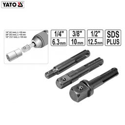 JEUX DE 3 EMBOUT PORTE DOUILLE SDS PLUS 1/4"-3/8"-1/2" YATO - Image 2