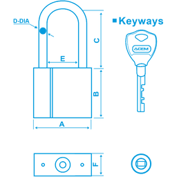 CADENAS BLOCUS CARRE 50 MM SERIE LONGUE CS050L ACEM - Image 2