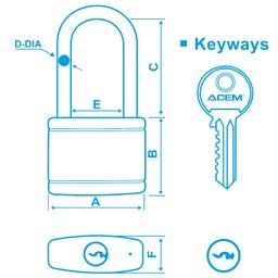 CADENAS BLOCUS+60 MM SERIE LONGUE MÉTALLIQUE COUVET PLAST ORANGE CO060L ACEM - Image 2