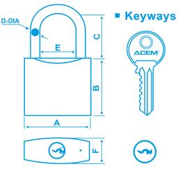 CADENAS BLOCUS 50 MM EN LAITON ACEM - Image 2