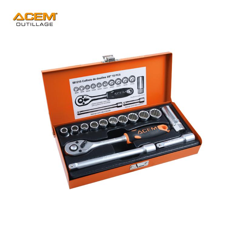 COFFRET CLE DOUILLE 3/8" 12 PANS 16 PCS 8-17MM ACEM