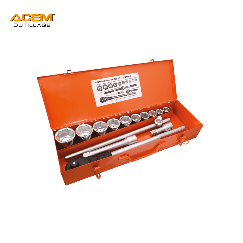COFFRET CLE DOUILLE 3/4" 12 PANS 14 PCS ACEM