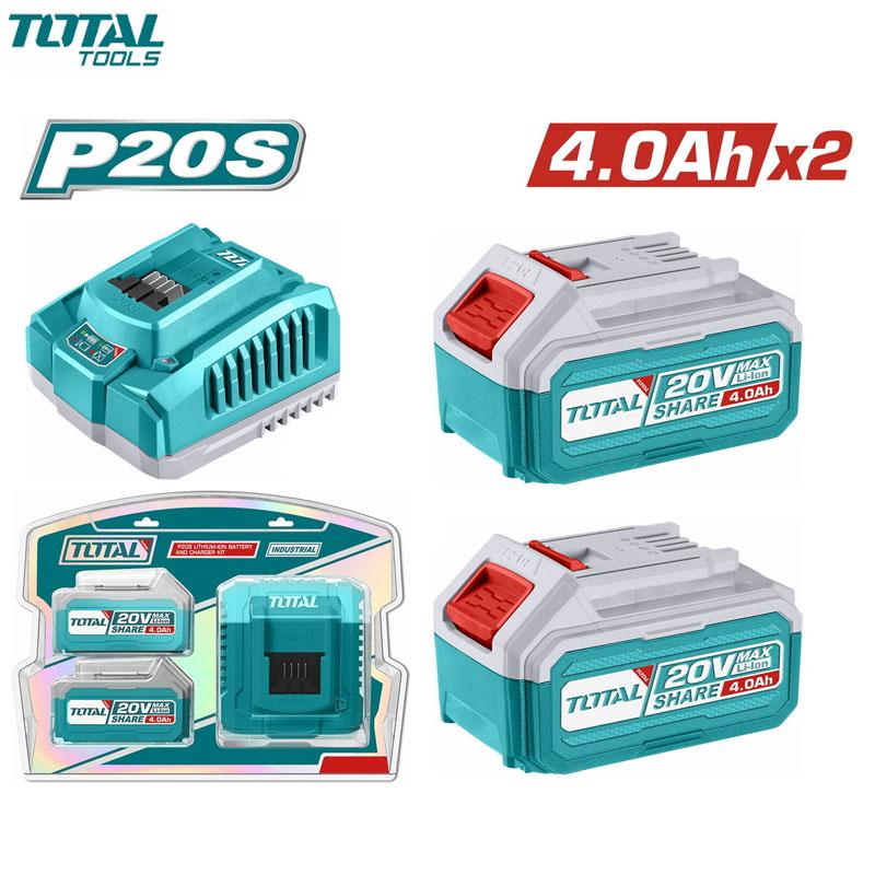 KIT DE 2 BLOC BATTERIE LITHIUM-ION 20V 4.0AH AVEC CHARGUER 20V TOTAL