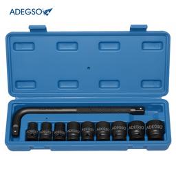 COFFRET CLE A  DOUILLE IMPACT AVEC BRAS EN L 1/2" 10-24 10PCS ADEGSO - Image 1