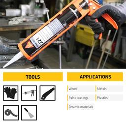 TUBE SILICONE COLLE-MASTIC MULTIUSAGES GRIS ACIER - SIKAFLEX 221 - Image 3