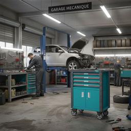 SERVANTE D'ATELIER A 4 TIROIRS COFFRE 2 PORTESROBUSTE TOTAL - Image 4