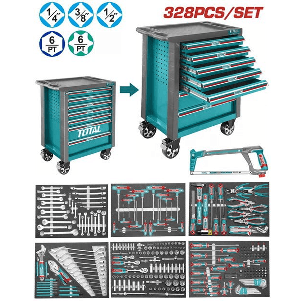 SERVANTE D'ATELIER A 7 TIROIRS COMPLET 328 PCS TOTAL