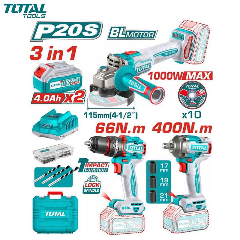 PACK OUTILS ELECTROPORTATIF 3EN1 20V TOTAL