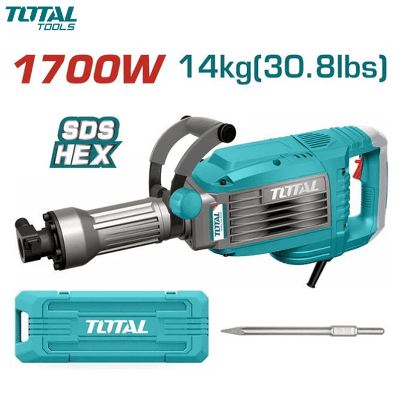 MARTEAU PIQUEUR HEX 1700W 14KG 50J 1900 CPS/MIN TOTAL