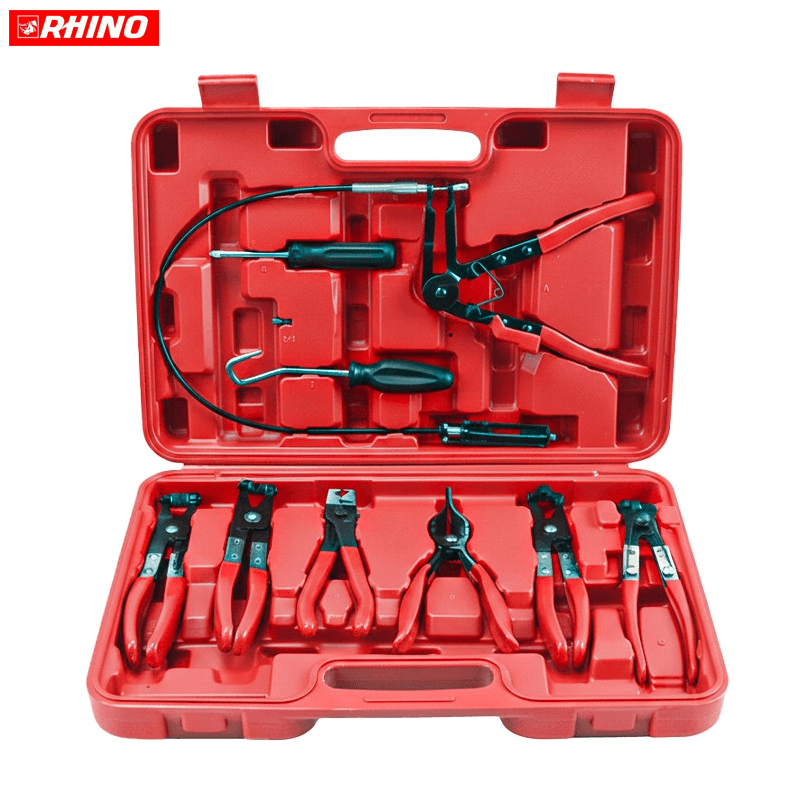 COFFRET DE PINCE & CROCHET POUR COLLIER SERRAGE POUR TUYAU 9PCS  RHINO