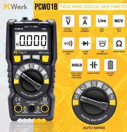MULTIMETRE DIGITAL ECRAN LCD CAT III 600V PCWORK "PCW01B" - Image 2