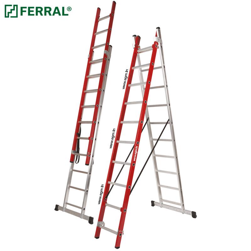 Echelle ELECTRA DOUBLE en aluminium et fibre de verre 1000V transformable FERRAL